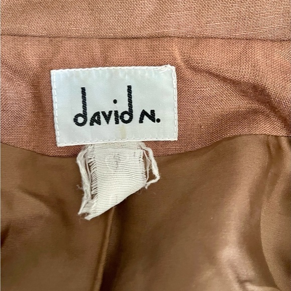 DAVID N Women’s Brown Retro Lightweight Zip Up Small Shoulder Pads Jacket-Size L - Picture 3 of 5